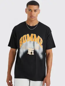 boohooMAN Typography Printed Pure Cotton Oversized T-shirt
