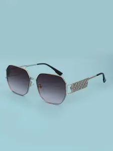 Carlton London Women Purple Lens & Silver-Toned Rectangle Sunglasses with UV Protected Lens