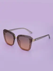 Carlton London Women Brown Lens & White Oversized Sunglasses with UV Protected Lens