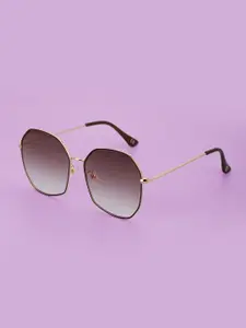 Carlton London Women Brown Lens & Gold-Toned Oversized Sunglasses with UV Protected Lens