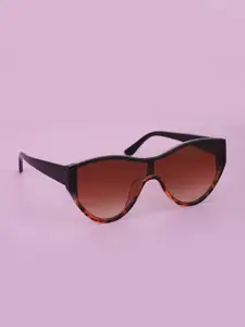 Carlton London Women Brown Lens & Black Shield Sunglasses with UV Protected Lens