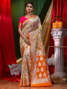 HOUSE OF BEGUM Woven Design Zari Silk Blend Banarasi Saree