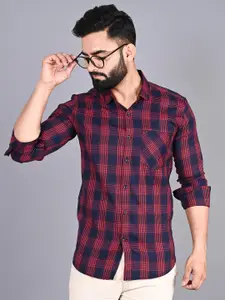 FUBAR Men Multicoloured Slim Fit Opaque Checked Formal Shirt
