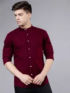 FUBAR Men Maroon Slim Fit Opaque Casual Shirt