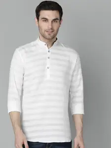 FUBAR Men White Slim Fit Horizontal Stripes Opaque Striped Party Shirt