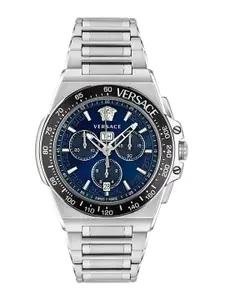 Versace Men Silver Toned Stainless Steel Analogue Multi Function Watch VE7H00423