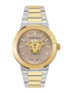 Versace Men Textured Dial & Stainless Steel Straps Analogue Watch VE7E00423