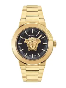Versace Men Embellished Dial & Stainless Steel Bracelet Style Analogue Watch VE7E00623