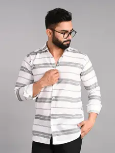 FUBAR Slim Fit Horizontal Stripes Opaque Casual Shirt