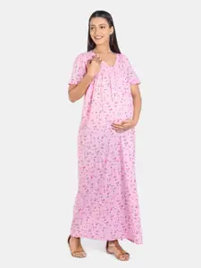 Mylo Floral Printed Pure Cotton Maternity Nightdress