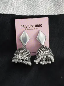 PRIVIU Silver-Plated Dome Shaped Jhumkas