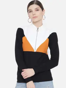 The Dry State Colourblocked Mock Collar Long Sleeves Fleece Pullover