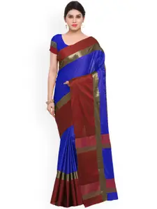 Saree mall Blue & Maroon Art Silk Solid Saree