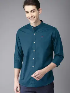FUBAR Slim Fit Band Collar Long Sleeves Casual Shirt