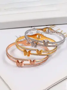 Jewels Galaxy Set Of 3 American Diamond Studded Bangle-Style Bracelet