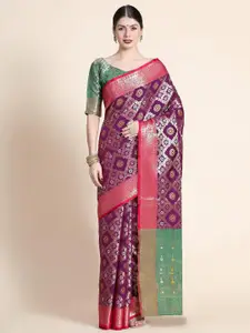 Mitera Ethnic Motifs Woven Design Zari Silk Blend Patola Saree