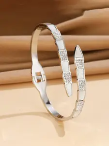 Designs & You Silver-Plated American Diamond-Studded Bangle-Style Bracelet
