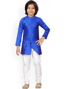 BAESD Boys Mandarin Collar Pure Silk Angrakha Kurta & Pyjamas