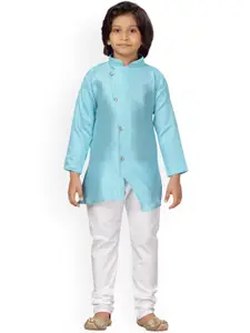 BAESD Boys Mandarin Collar Pure Silk Kurta with Pyjamas