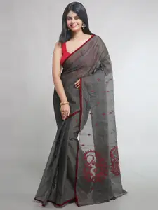 WoodenTant Woven Design Pure Cotton Jamdani Saree with Starch
