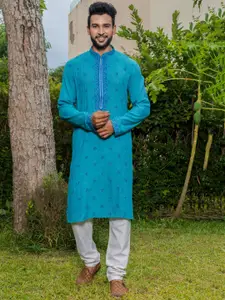 HU - Handcrafted Uniquely Ethnic Motifs Embroidered Straight Kurta