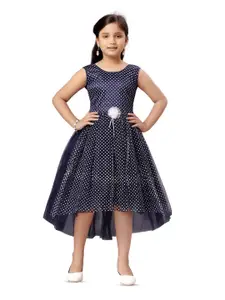 BAESD Girls Polka Dot Printed Net Fit & Flare Dress