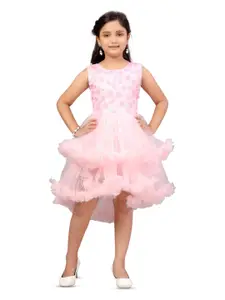 BAESD Girls Sequin Embellished Ruffled Layered Fit & Flare Dress