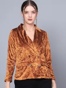 Golden Kite Self Design Shawl Collar Double-Breasted Blazer