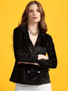 Golden Kite Self Design Shawl Collar Double-Breasted Blazer