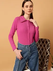 MINT STREET Comfort Slim Fit Spread Collar Casual Shirt