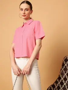 MINT STREET Spread Collar Comfort Slim Fit Pure Cotton Casual Shirt