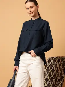 MINT STREET Comfort Mandarin Collar Casual Shirt