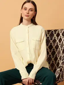 MINT STREET Band Collar Comfort Casual Shirt