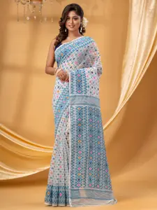 DESH BIDESH Woven Design Pure Cotton Jamdani Saree