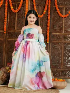 VASTRAMAY Girls Printed Satin Ready To Wear Lehenga Choli