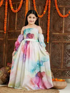VASTRAMAY Girls Printed Satin Ready To Wear Lehenga Choli