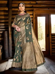 Anouk Green Woven Design Zari Art Silk Saree