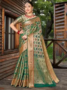 Anouk Geometric Woven Design Zari Saree