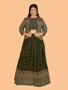 CHANSI Embroidered Sequinned Foil Printed Ready to Wear Lehenga Choli