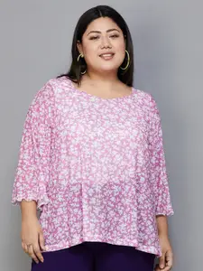 Nexus by Lifestyle Plus Size Floral Printed Sweetheart Neck Flared Sleeves Casual Top