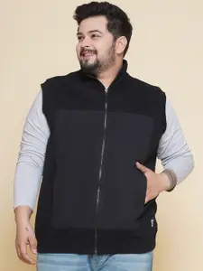 John Pride Men Plus Size Mock Collar Cotton Front-Open Sweatshirt