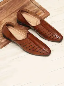 HikBi Men Laser-Cuts Leather Lightweight Shoe-Style Sandals