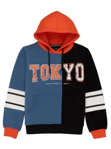 Status Quo Boys Typography Printed Hooded Cotton Pullover Sweatshirt