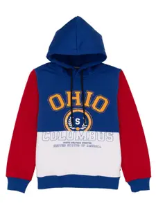 Status Quo Boys Typography Printed Hooded Cotton Pullover Sweatshirt