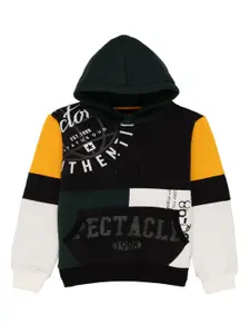 Status Quo Boys Typography Printed Hooded Cotton Pullover Sweatshirt