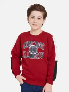 Octave Boys Typography Printed Fleece Pullover Sweatshirt