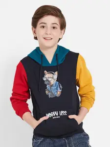 Octave Boys Graphic Printed Hooded Fleece Pullover