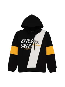 Status Quo Boys Typography Printed Hooded Cotton Pullover Sweatshirt