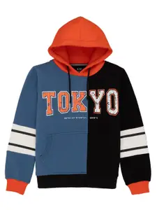 Status Quo Boys Typography Printed Hooded Cotton Pullover Sweatshirt