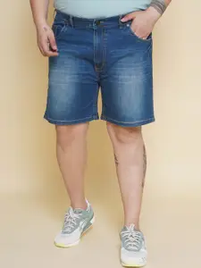 John Pride Men Plus Size Mid Rise Denim Shorts